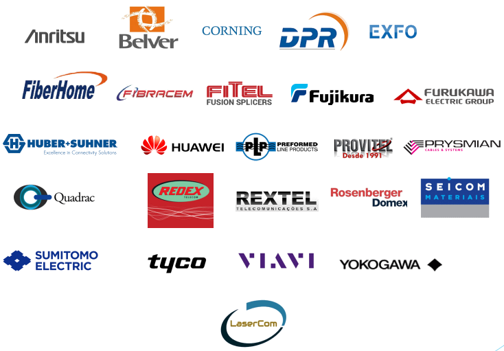 Parceiros:ANRITSUBELVERCORNINGDPREXFOFIBER HOMEFIBRACEMFITELFUJIKURAFURUKAWAHUBER SUHNERHUAWEILASERCOMPLPPROVITELPRYSMIANQUADRACREDEXREXTELROSENBERGER DOMEXSEICOMSUMITOMOTELECRISTYCOVIAVIYOKOGAWA